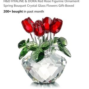 Rose glass figurine by Hyalune & Dora